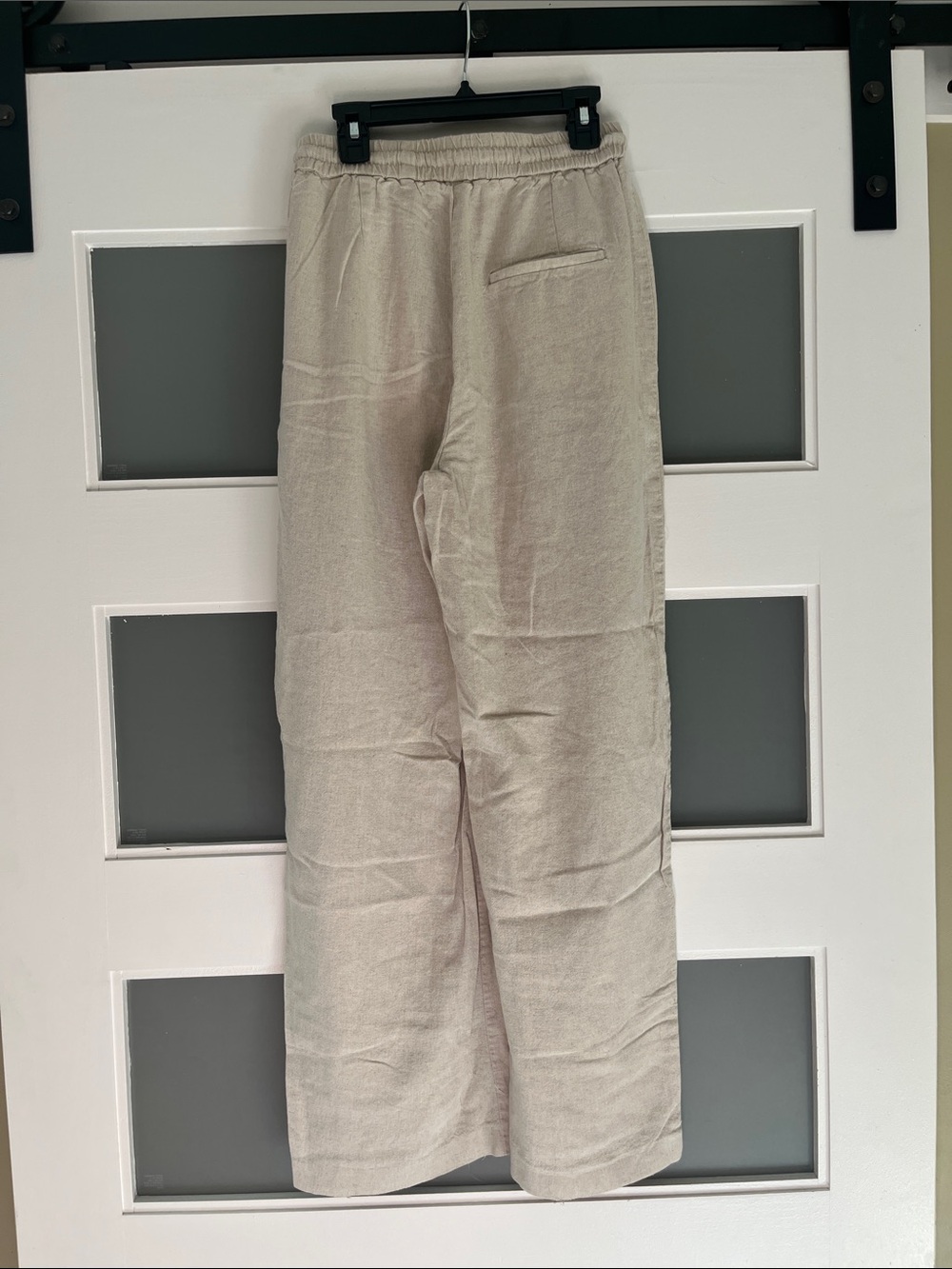Zara Wide Leg Drawstring Pants in Light Beige linen blend XS - Picture 3 of 7